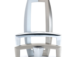 silver hardware set up as sculpture on clean white background