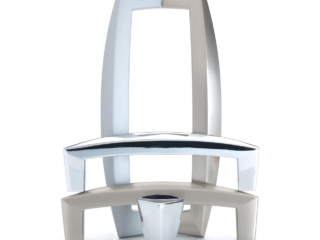 silver hardware set up as sculpture on clean white background