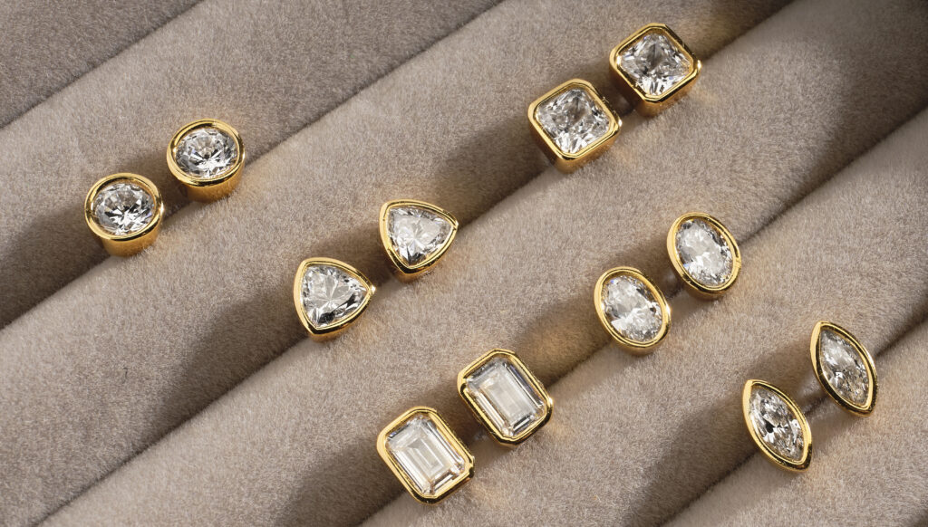 Diamond Stud earrings in a jewelry box