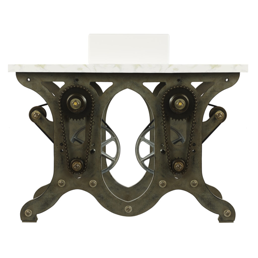 steam punk table on white background