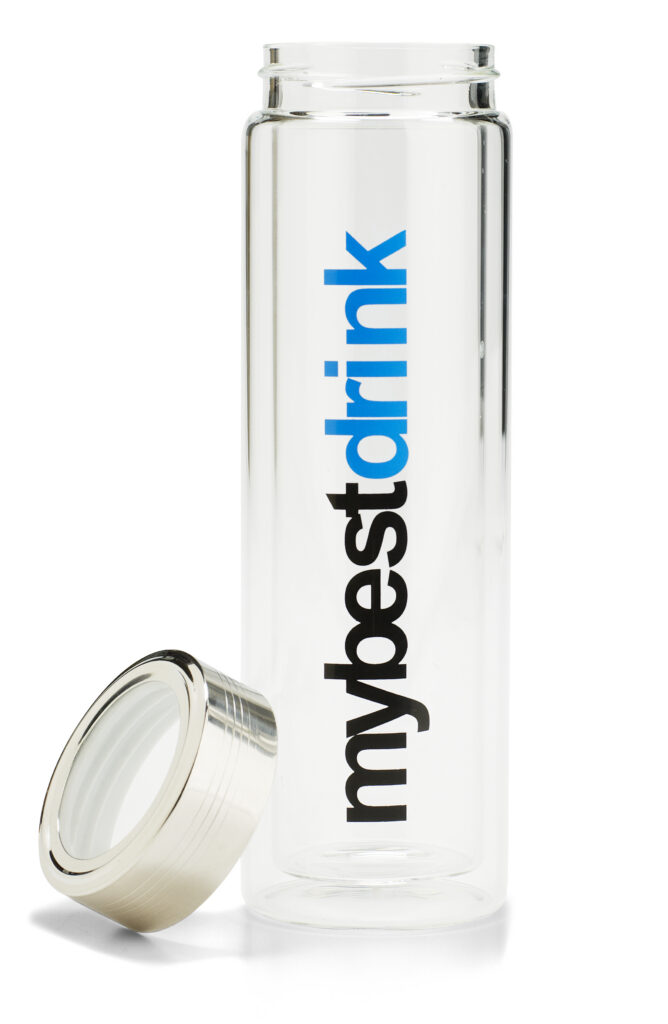My Best Box clear drink bottle on white background