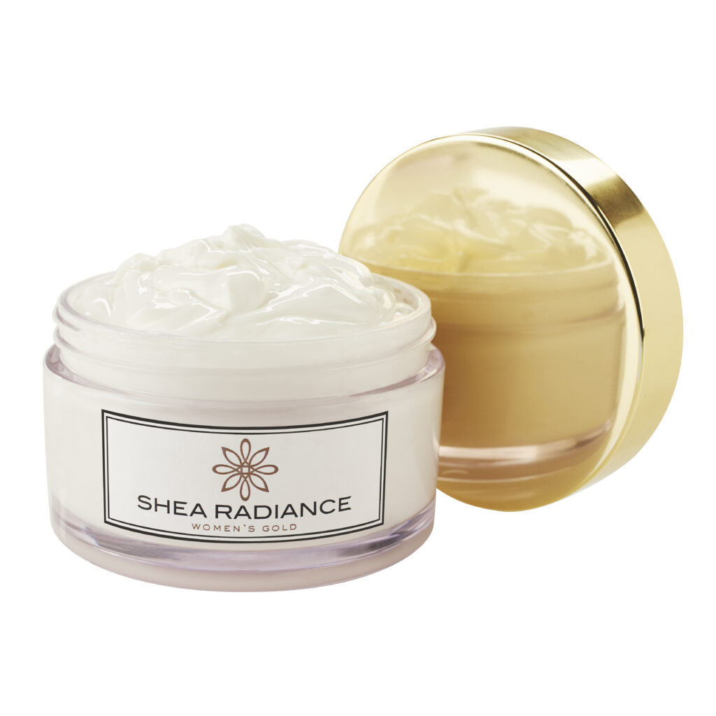 luxury brand face cream on white background