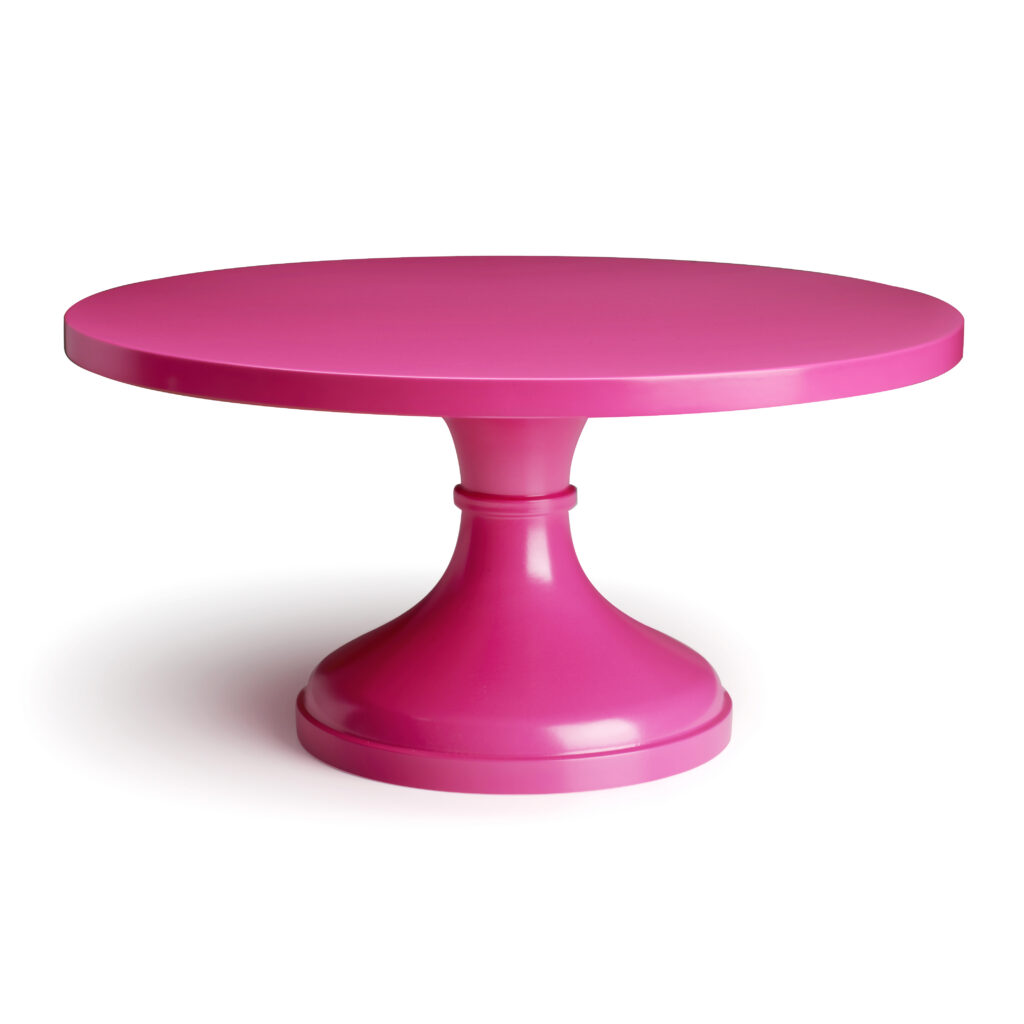 hot pink cake stand on white background