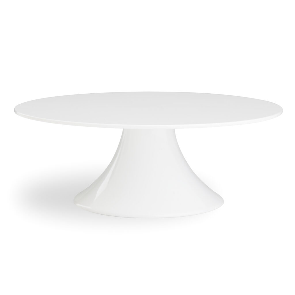 white cake stand on white background