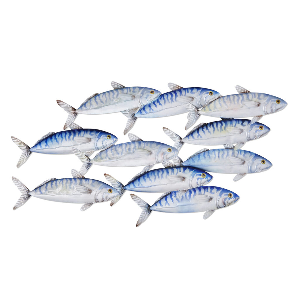 fair trade painted fish wall art on white background
