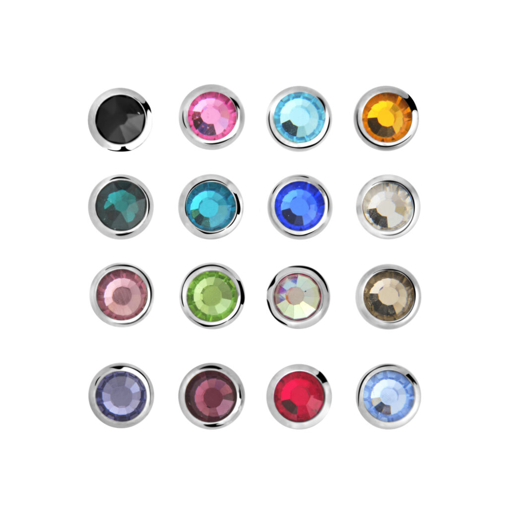 colorful gems on a white background